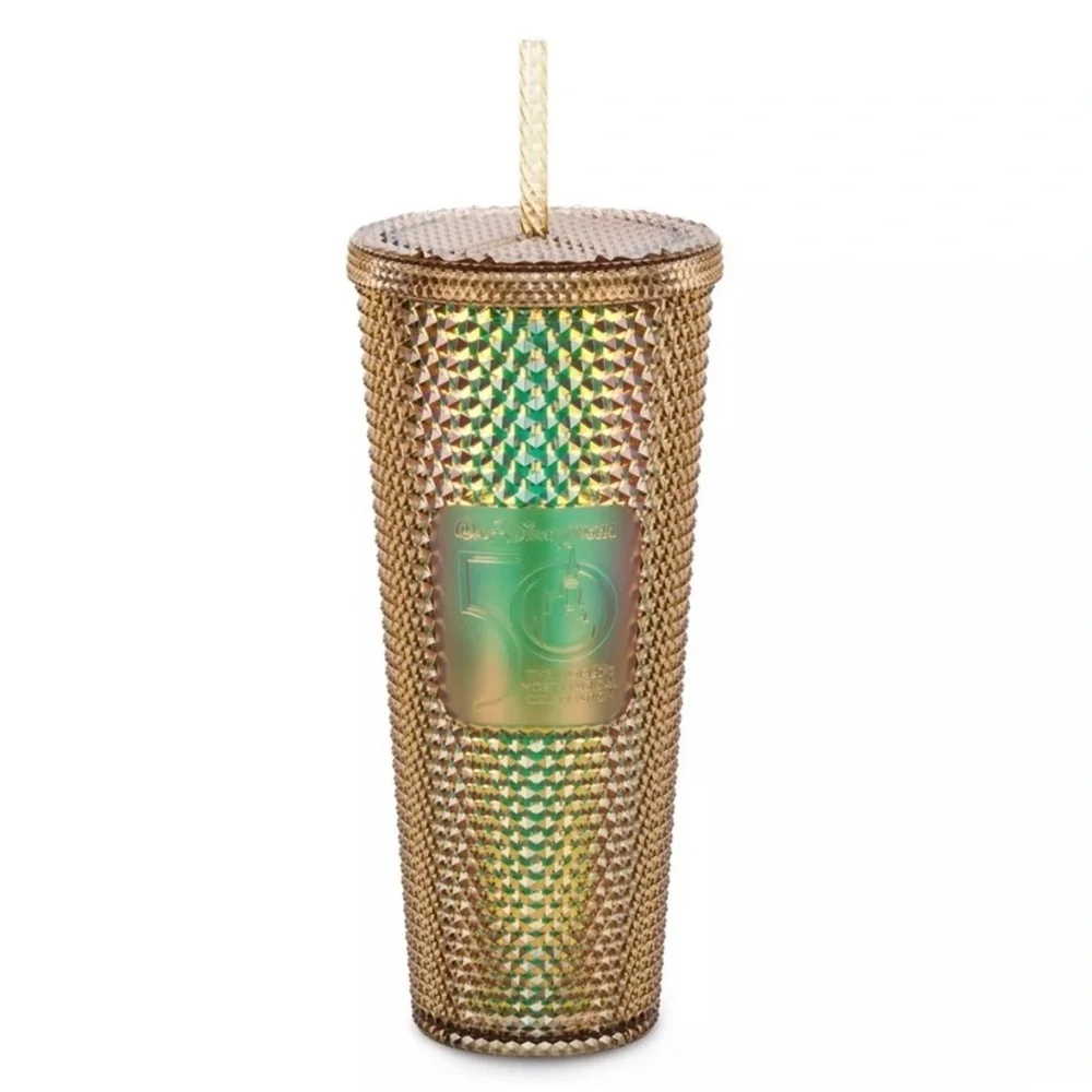 50th💫 Anniversary! Walt Disney World Golden Lmt EDT Tumblr & Straw, Starbucks